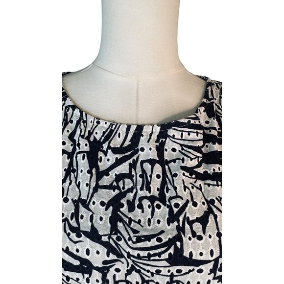 Taylor Size 6 Navy & White Abstract Print Sleeveless Dress - Picture 2 of 16